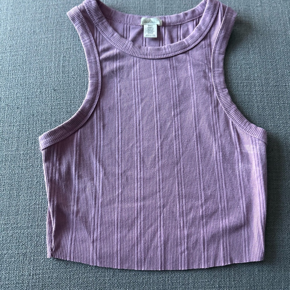 Women's Purple Ribbed Tank Top